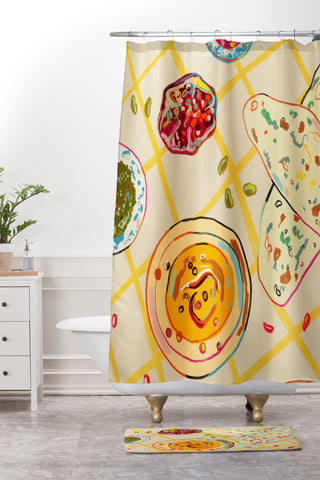 sandrapoliakov LEBANESE DINNER STILL LIFE Shower Curtain And Mat