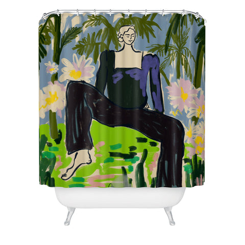 sandrapoliakov LISTEN TO THE SILENCE Shower Curtain