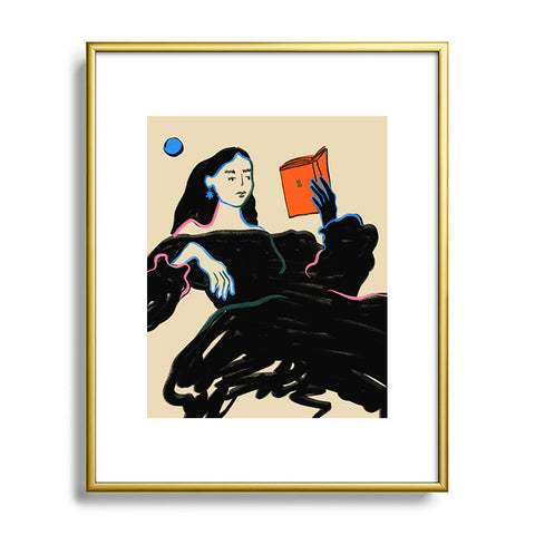 sandrapoliakov MIDNIGHT READING Metal Framed Art Print
