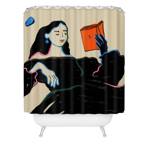 sandrapoliakov MIDNIGHT READING Shower Curtain
