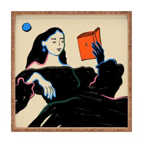 sandrapoliakov MIDNIGHT READING Square Tray