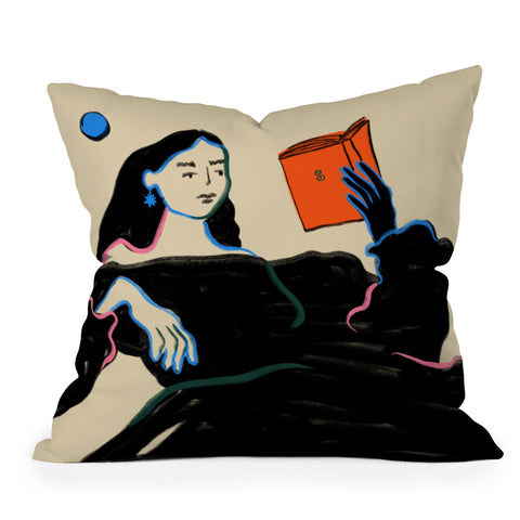 sandrapoliakov MIDNIGHT READING Outdoor Throw Pillow