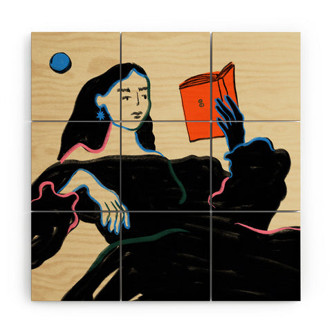 sandrapoliakov MIDNIGHT READING Wood Wall Mural