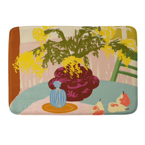 sandrapoliakov MIMOSAS STILL LIFE Memory Foam Bath Mat