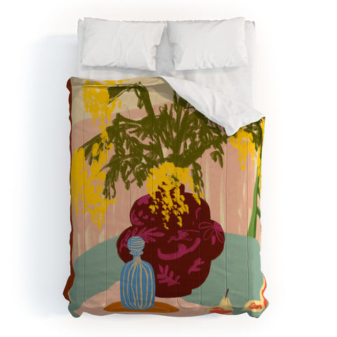 sandrapoliakov MIMOSAS STILL LIFE Comforter