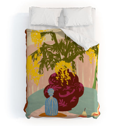 sandrapoliakov MIMOSAS STILL LIFE Duvet Cover