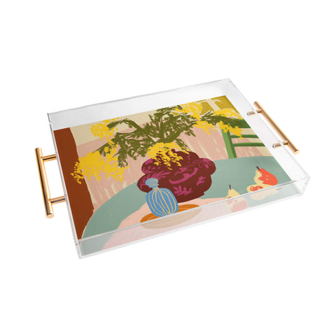 sandrapoliakov MIMOSAS STILL LIFE Acrylic Tray