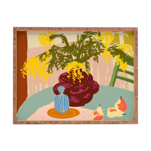 sandrapoliakov MIMOSAS STILL LIFE Rectangular Tray