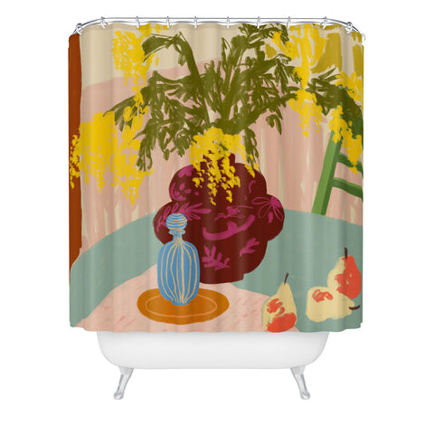 sandrapoliakov MIMOSAS STILL LIFE Shower Curtain