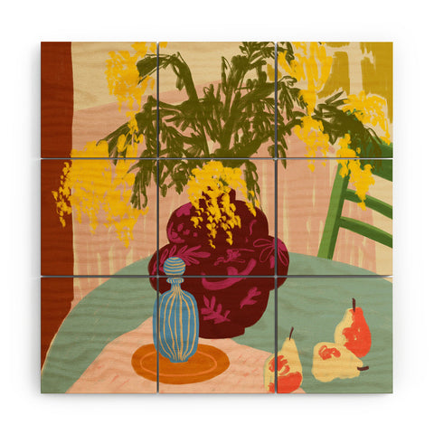 sandrapoliakov MIMOSAS STILL LIFE Wood Wall Mural