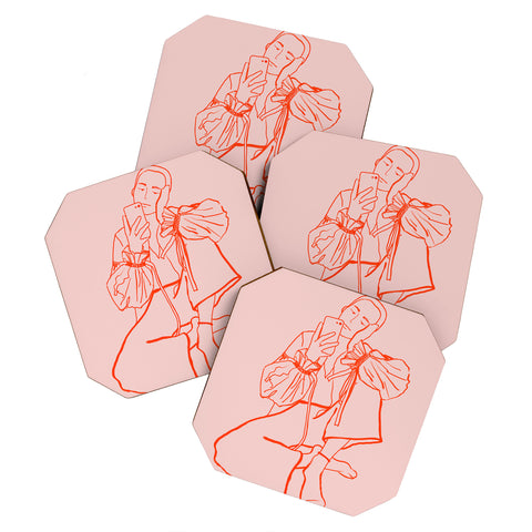 sandrapoliakov MIRROR SELFIE PINK Coaster Set