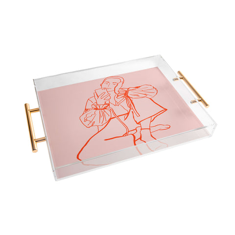 sandrapoliakov MIRROR SELFIE PINK Acrylic Tray