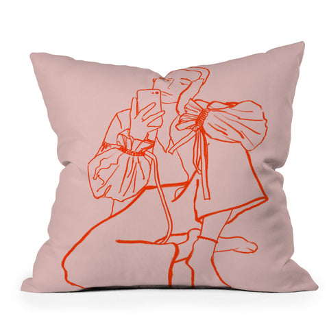 sandrapoliakov MIRROR SELFIE PINK Outdoor Throw Pillow