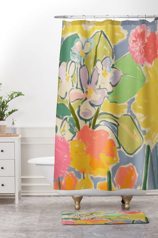 sandrapoliakov MORNING GARDEN Shower Curtain And Mat