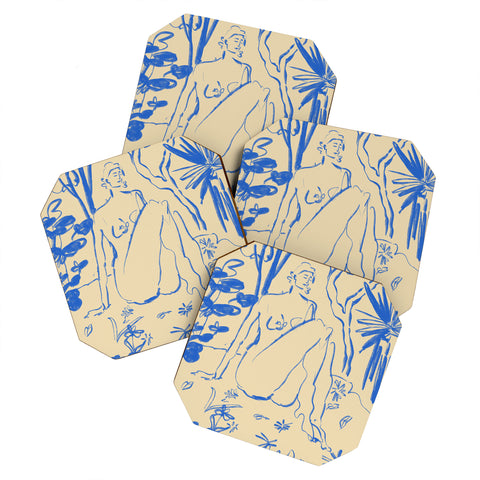 sandrapoliakov MYSTICAL FOREST BLUE Coaster Set