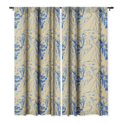sandrapoliakov MYSTICAL FOREST BLUE Blackout Window Curtain