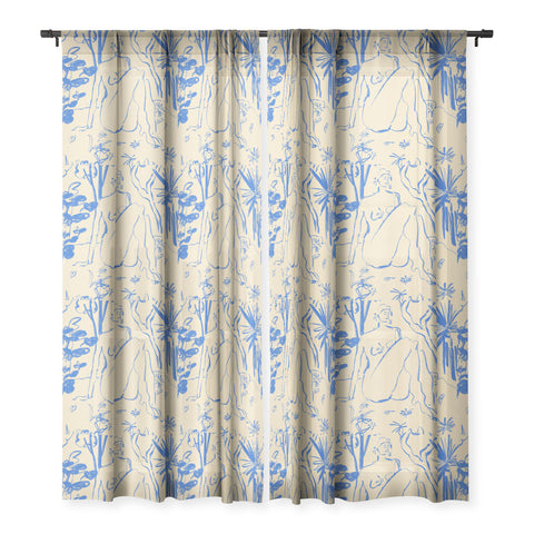 sandrapoliakov MYSTICAL FOREST BLUE Sheer Window Curtain