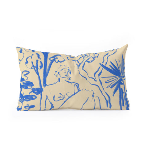 sandrapoliakov MYSTICAL FOREST BLUE Oblong Throw Pillow
