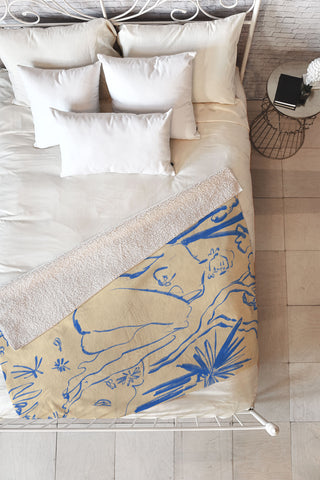 sandrapoliakov MYSTICAL FOREST BLUE Fleece Throw Blanket