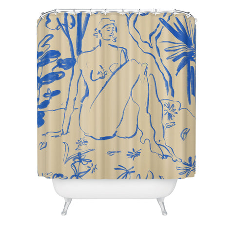 sandrapoliakov MYSTICAL FOREST BLUE Shower Curtain