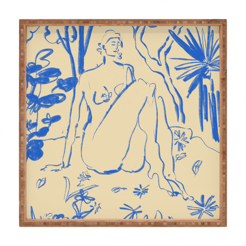 sandrapoliakov MYSTICAL FOREST BLUE Square Tray