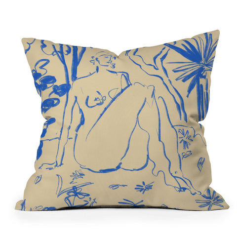 sandrapoliakov MYSTICAL FOREST BLUE Throw Pillow