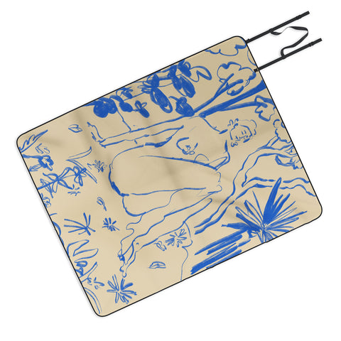sandrapoliakov MYSTICAL FOREST BLUE Picnic Blanket