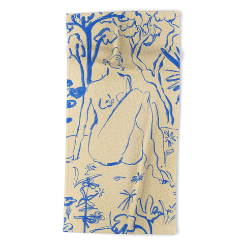 sandrapoliakov MYSTICAL FOREST BLUE Beach Towel