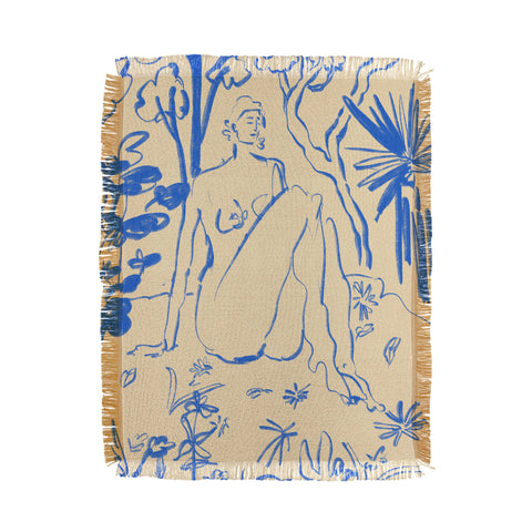 sandrapoliakov MYSTICAL FOREST BLUE Throw Blanket