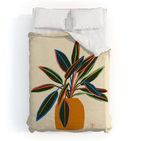 sandrapoliakov PLANT WITH COLOURFUL LEAVES Duvet Cover