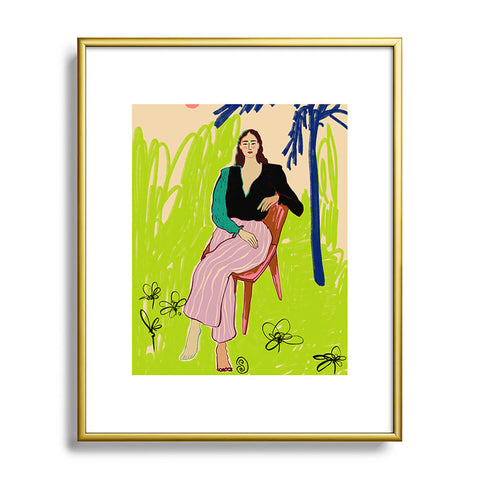 sandrapoliakov RELAXED WOMAN Metal Framed Art Print