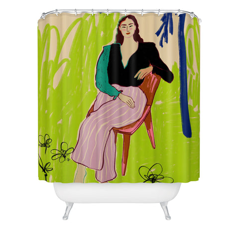 sandrapoliakov RELAXED WOMAN Shower Curtain