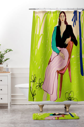 sandrapoliakov RELAXED WOMAN Shower Curtain And Mat