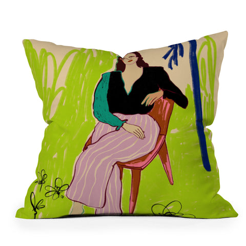 sandrapoliakov RELAXED WOMAN Throw Pillow