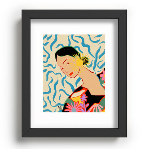 sandrapoliakov SMILING WOMAN AND SUNSHINE Recessed Framing Rectangle