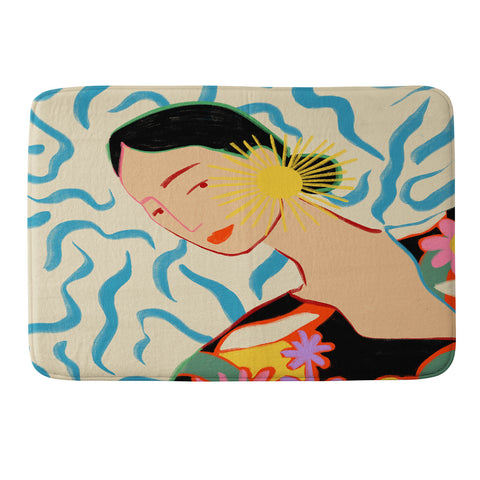 sandrapoliakov SMILING WOMAN AND SUNSHINE Memory Foam Bath Mat