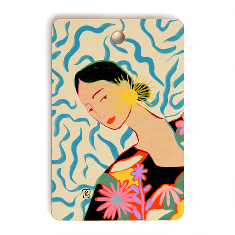 sandrapoliakov SMILING WOMAN AND SUNSHINE Cutting Board Rectangle