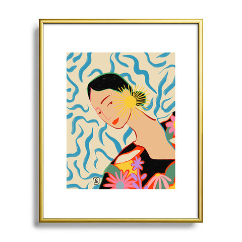 sandrapoliakov SMILING WOMAN AND SUNSHINE Metal Framed Art Print