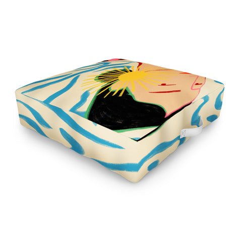 sandrapoliakov SMILING WOMAN AND SUNSHINE Outdoor Floor Cushion