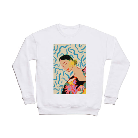 sandrapoliakov SMILING WOMAN AND SUNSHINE Crewneck Sweatshirt
