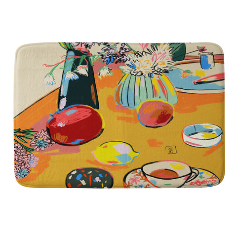 sandrapoliakov TEA AND FLOWERS AT HOME Memory Foam Bath Mat