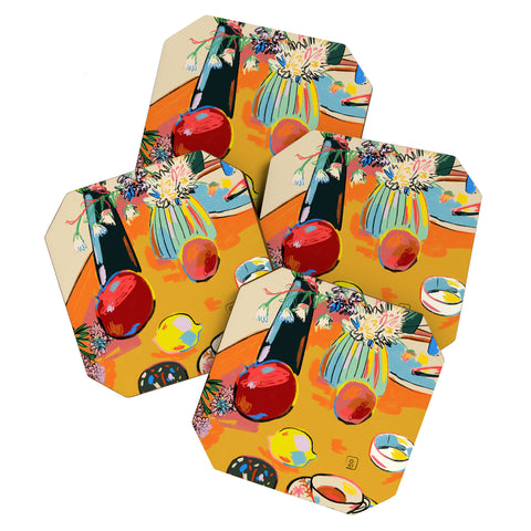sandrapoliakov TEA AND FLOWERS AT HOME Coaster Set