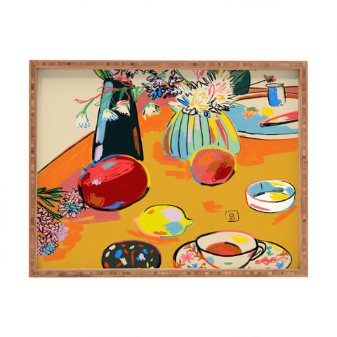 sandrapoliakov TEA AND FLOWERS AT HOME Rectangular Tray
