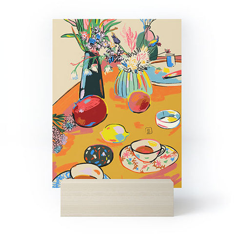 sandrapoliakov TEA AND FLOWERS AT HOME Mini Art Print