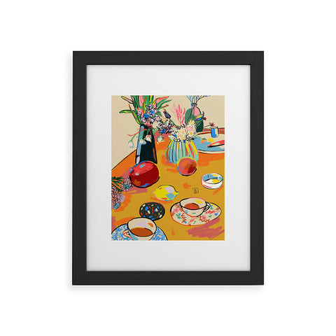 sandrapoliakov TEA AND FLOWERS AT HOME Framed Art Print