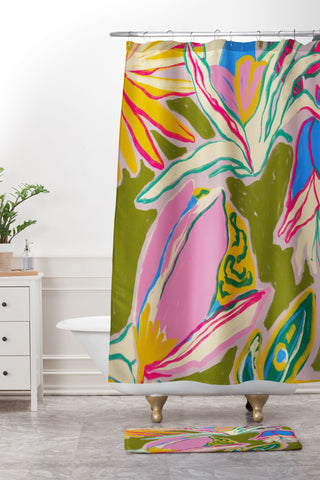 sandrapoliakov TROPICAL GARDEN 1 Shower Curtain And Mat