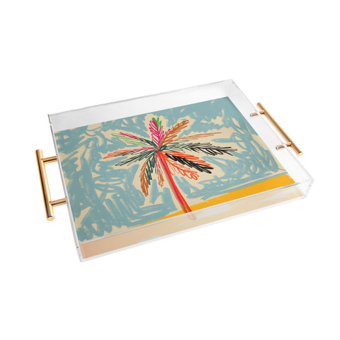 sandrapoliakov VACATION PALM TREE Acrylic Tray