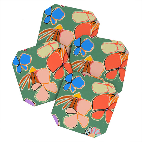 sandrapoliakov VINTAGE GARDEN GREEN Coaster Set