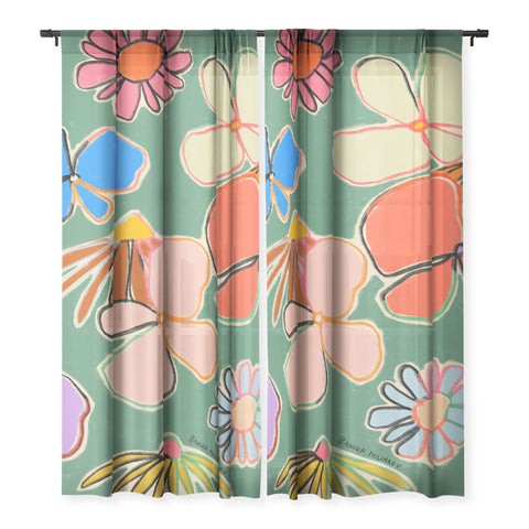 sandrapoliakov VINTAGE GARDEN GREEN Sheer Non Repeat