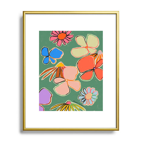 sandrapoliakov VINTAGE GARDEN GREEN Metal Framed Art Print